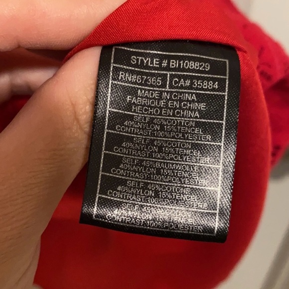 BB Dakota Off the Shoulder Red Lace Shift Dress - Picture 4 of 5